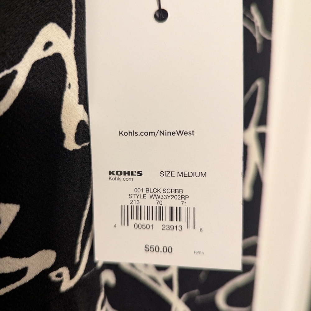 Nine West Black and White Swirl Top